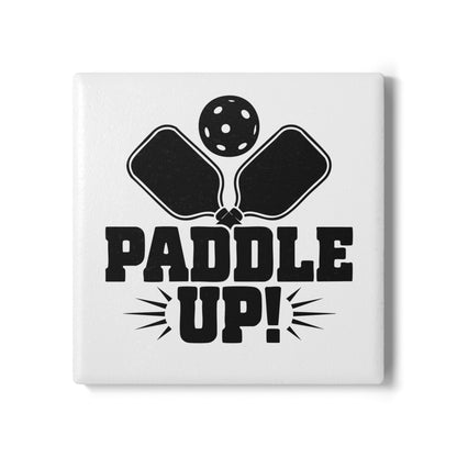 Pickleball Practical Ceramic Coaster - Paddle Up White