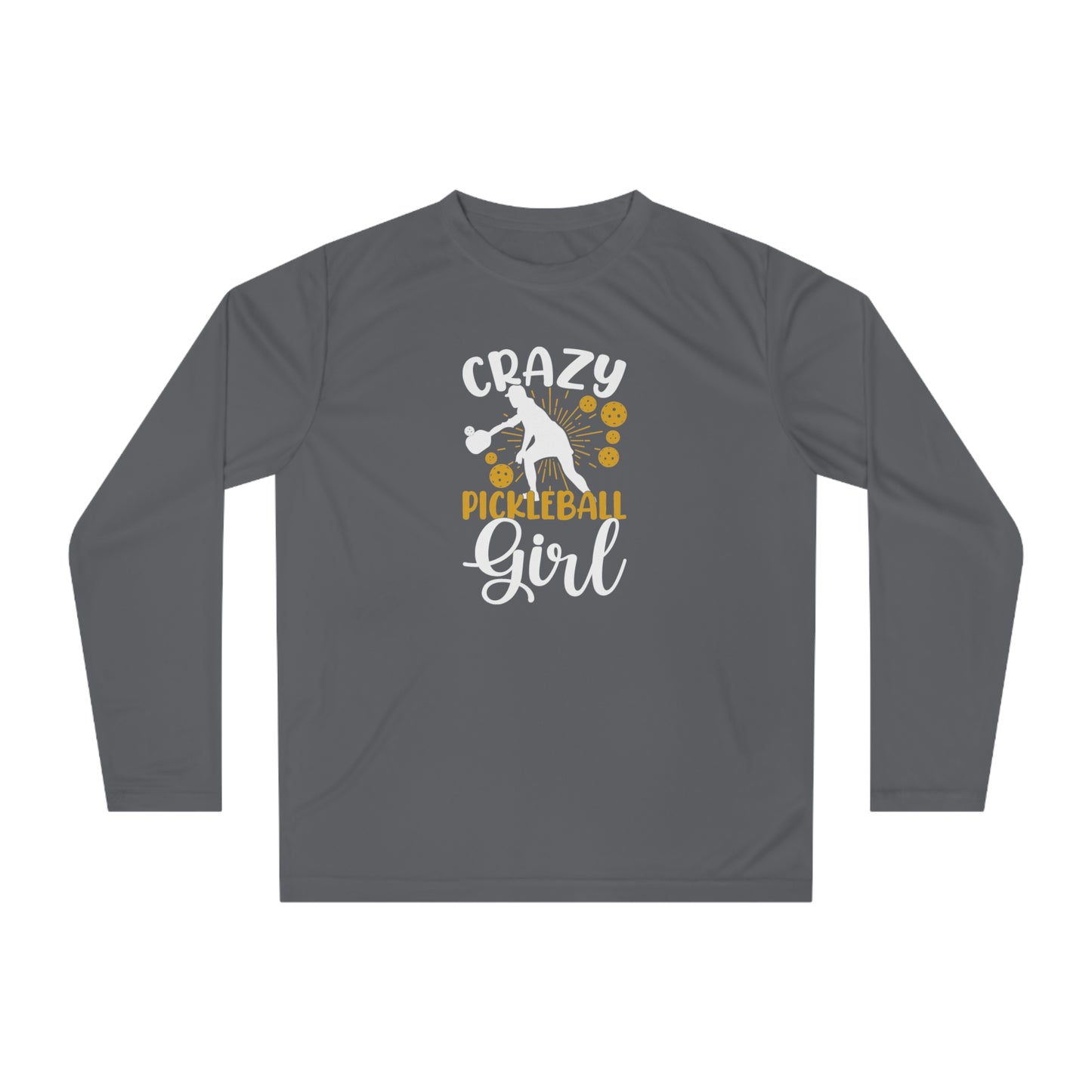 Women's Durable Pickleball Long Sleeves top - Crazy Pickleball Girl Gray