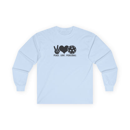 Women's Stylish Pickleball Long Sleeves top - Peace, Love, Pickleball Blue