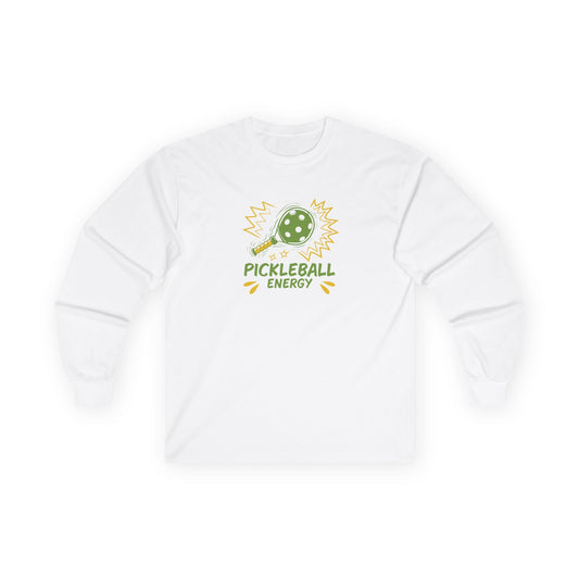 Men's Fun Pickleball Long Sleeves top - Pickleball Energy White