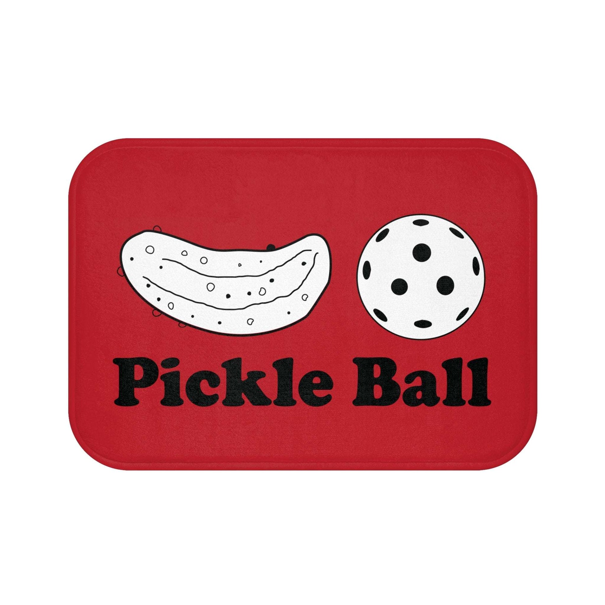 Pickleball Funny Bath mat - Pickle and Ball Red