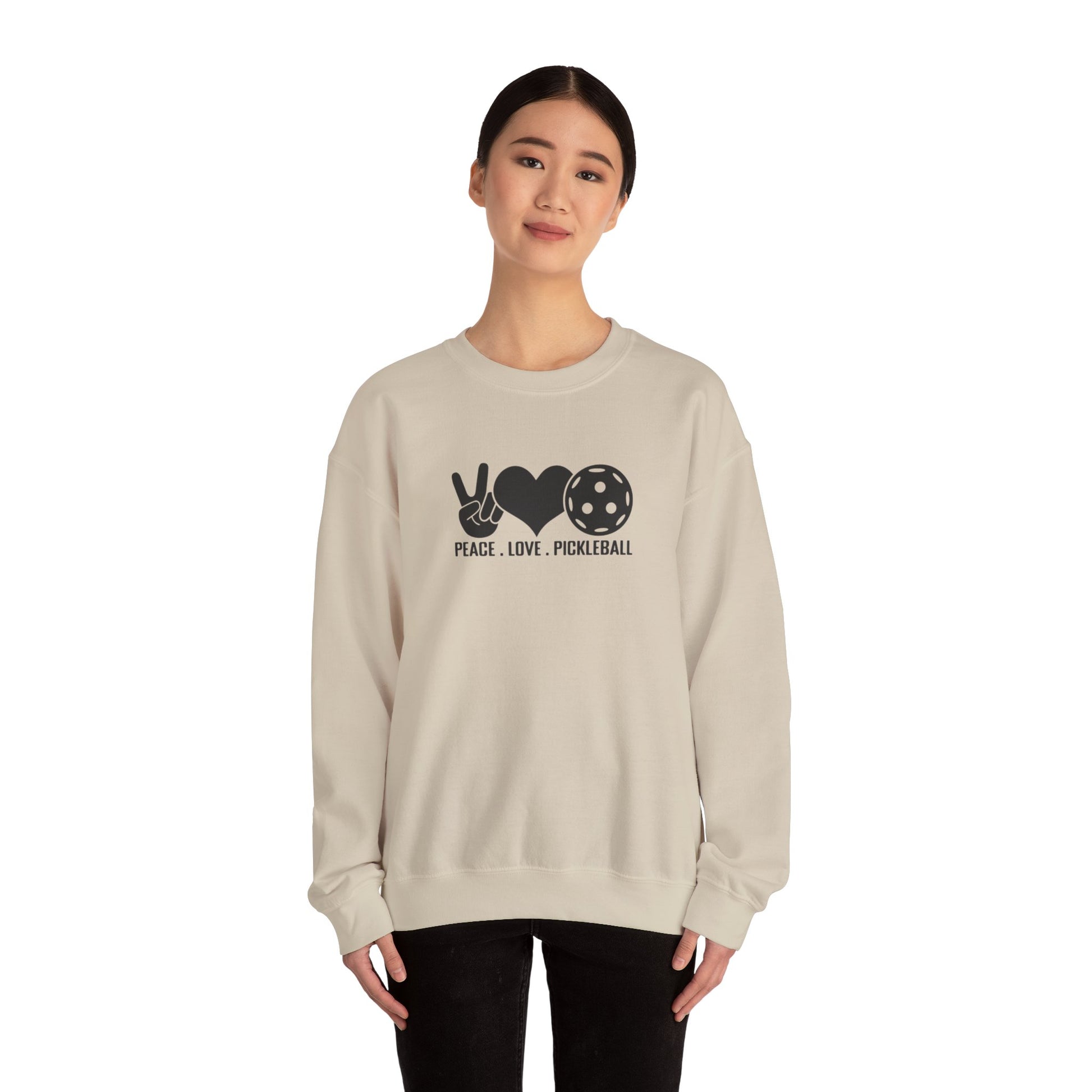 Women's Comfy Pickleball Sweatshirt - Peace, Love, Pickleball