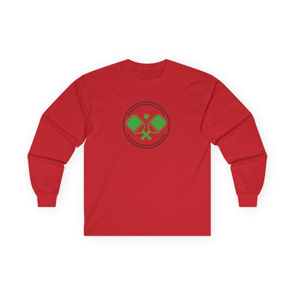 Women's Soft Pickleball Long Sleeves top - Double Paddle Logo Red