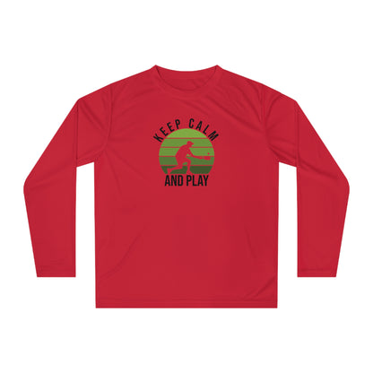 Women's Quirky Pickleball Long Sleeves top - Keep Calm and Play Red