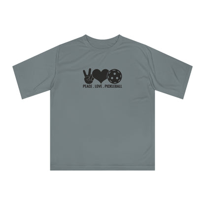 Women's Lightweight Pickleball T-shirt - Peace, Love, Pickleball Gray