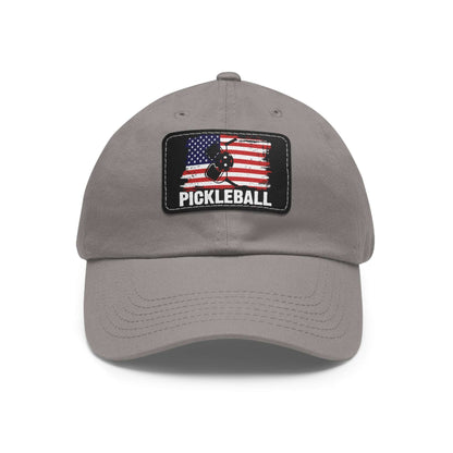 Pickleball Unique Cap - Pickleball with American Flag Grey
