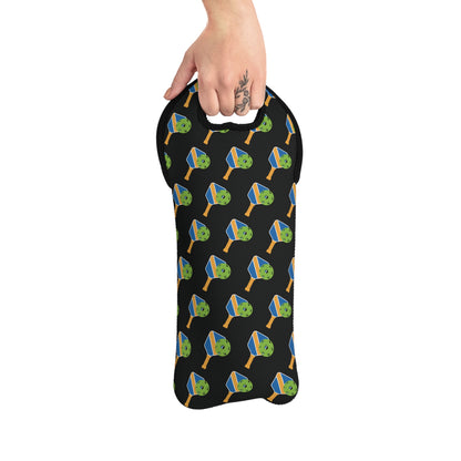 Pickleball Energetic Wine Tote Bag - Paddle and Ball