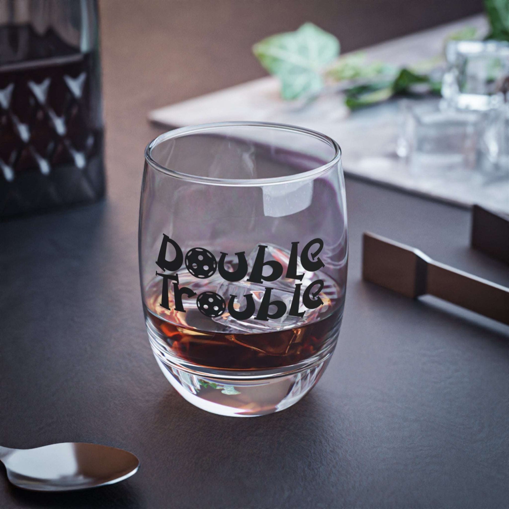 Pickleball Funny Whiskey Glass - Double Trouble