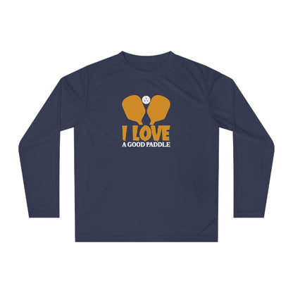 Women's Durable Pickleball Long Sleeves top - I Love a Good Paddle Navy