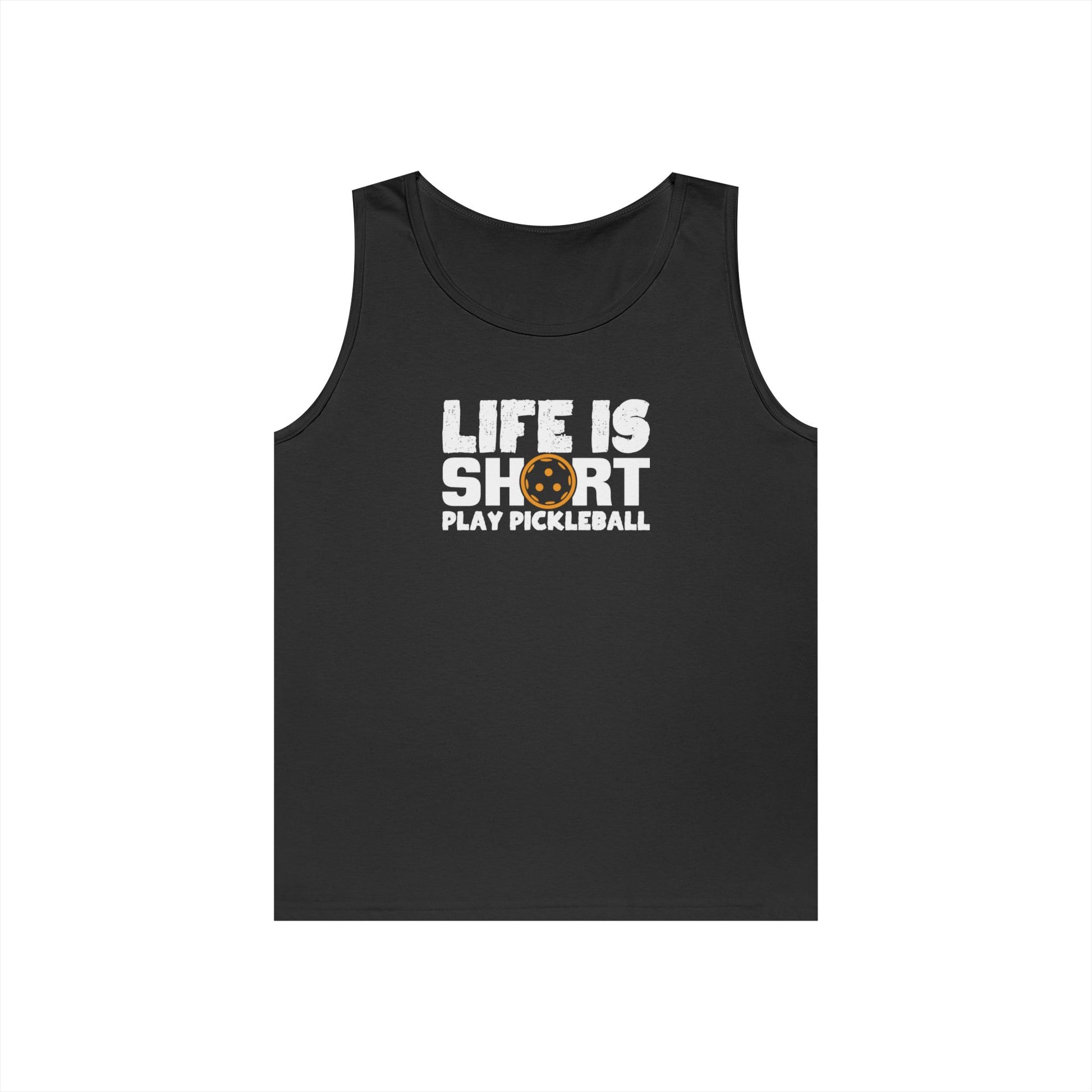 Men's Eye-Catching Pickleball Tank Top - Life Is Short Play Pickleball Black