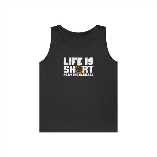 Men's Eye-Catching Pickleball Tank Top - Life Is Short Play Pickleball Black