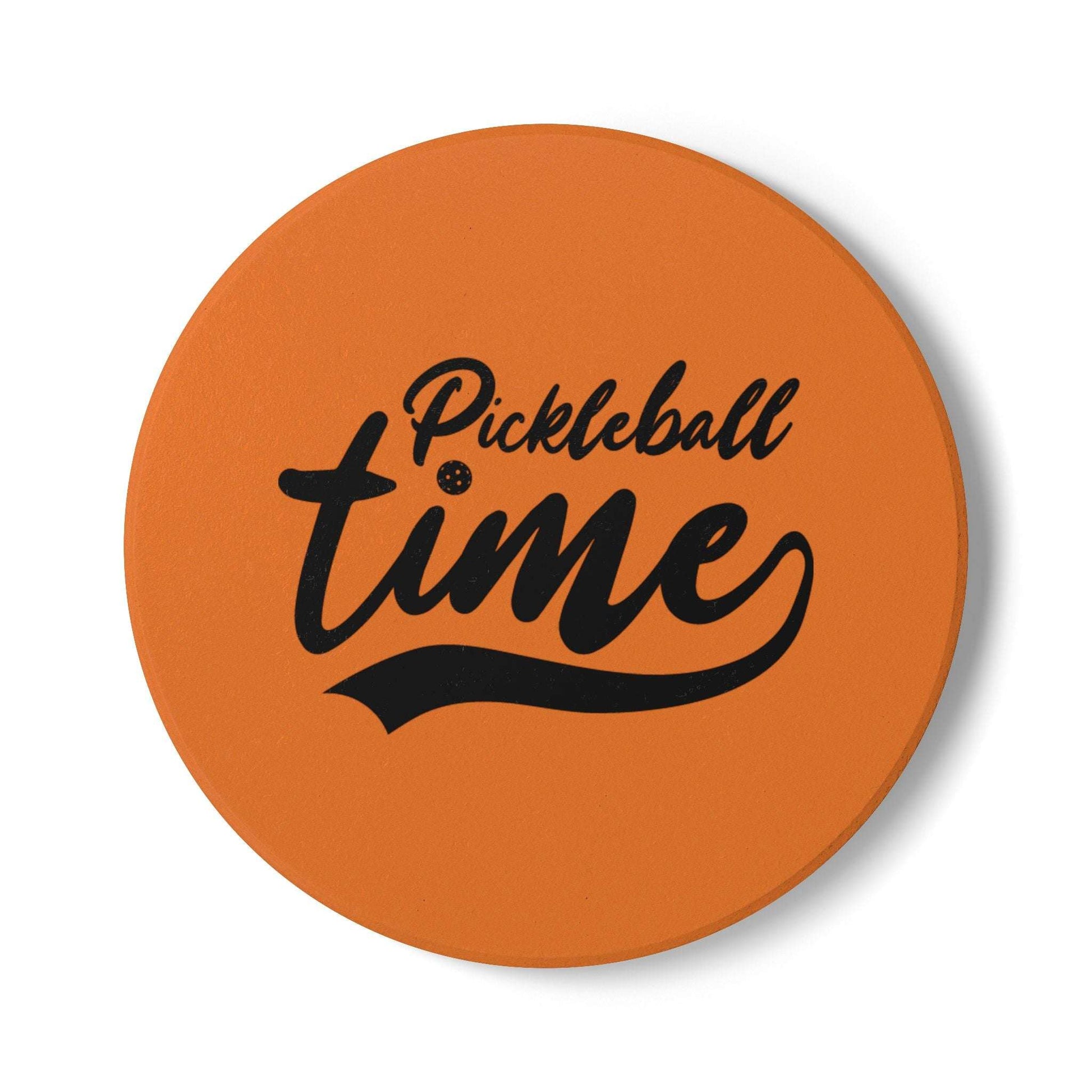 Pickleball Colorful Ceramic Coaster - Pickleball Time Round
