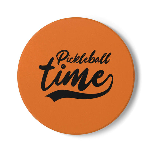 Pickleball Colorful Ceramic Coaster - Pickleball Time Round