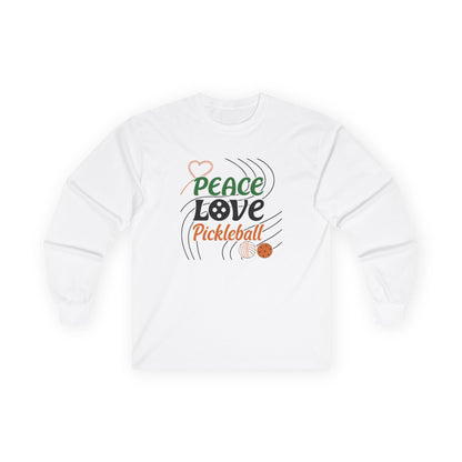 Women's Stylish Pickleball Long Sleeves top - Peace Love Pickleball White