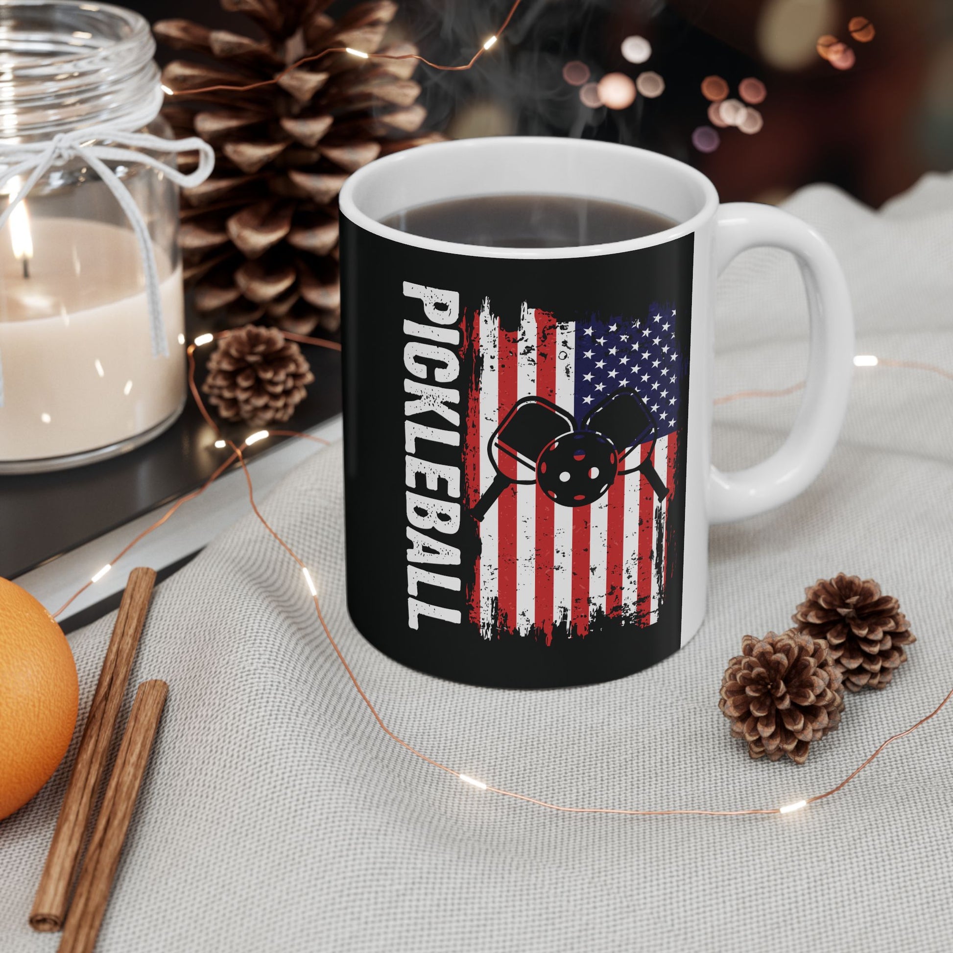 Pickleball Eye-Catching Mug - Pickleball with America Flag
