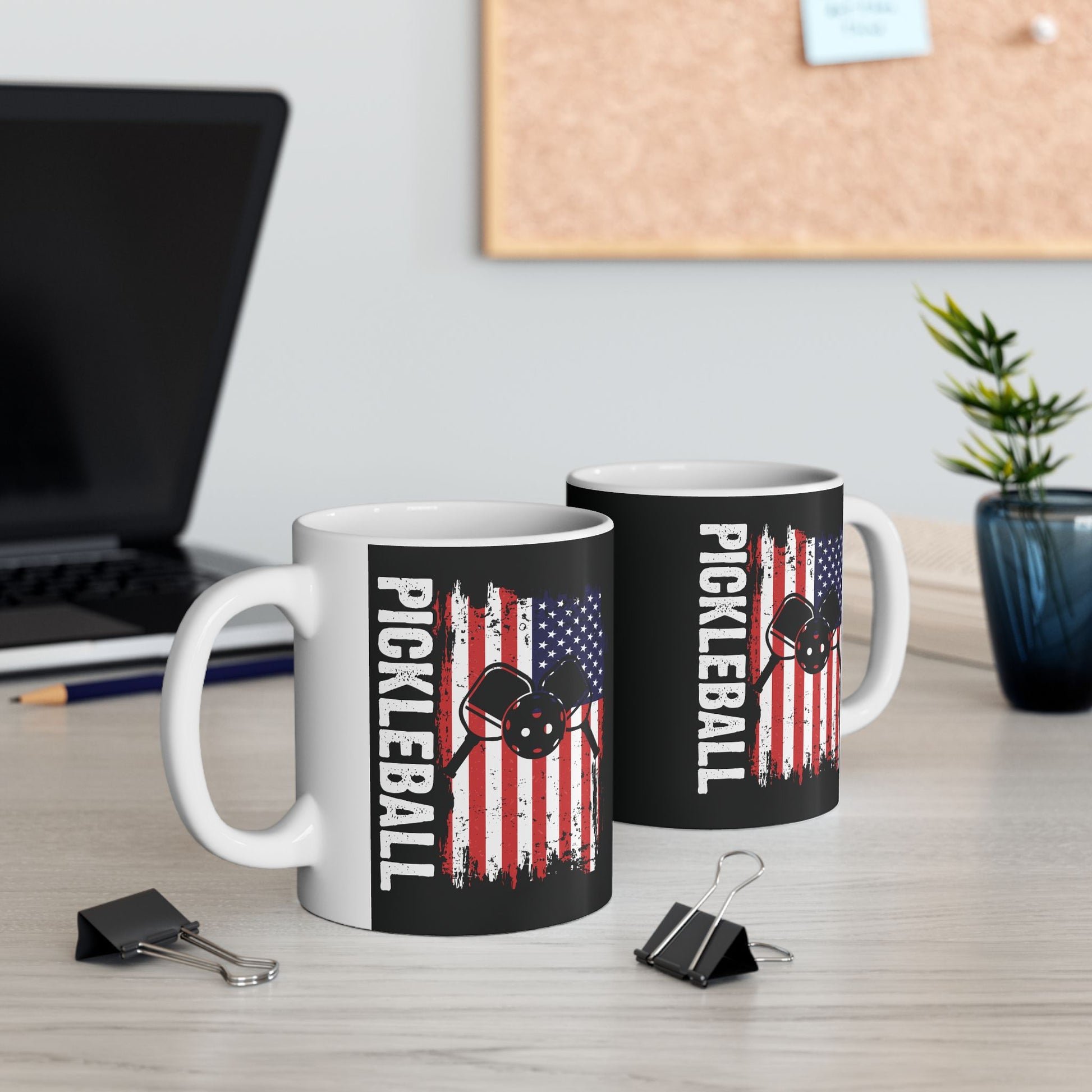 Pickleball Eye-Catching Mug - Pickleball with America Flag