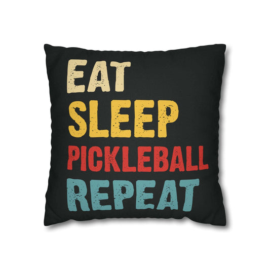 Pickleball Eye-Catching Pillowcase - Eat Sleep Pickleball Repeat Retro Black