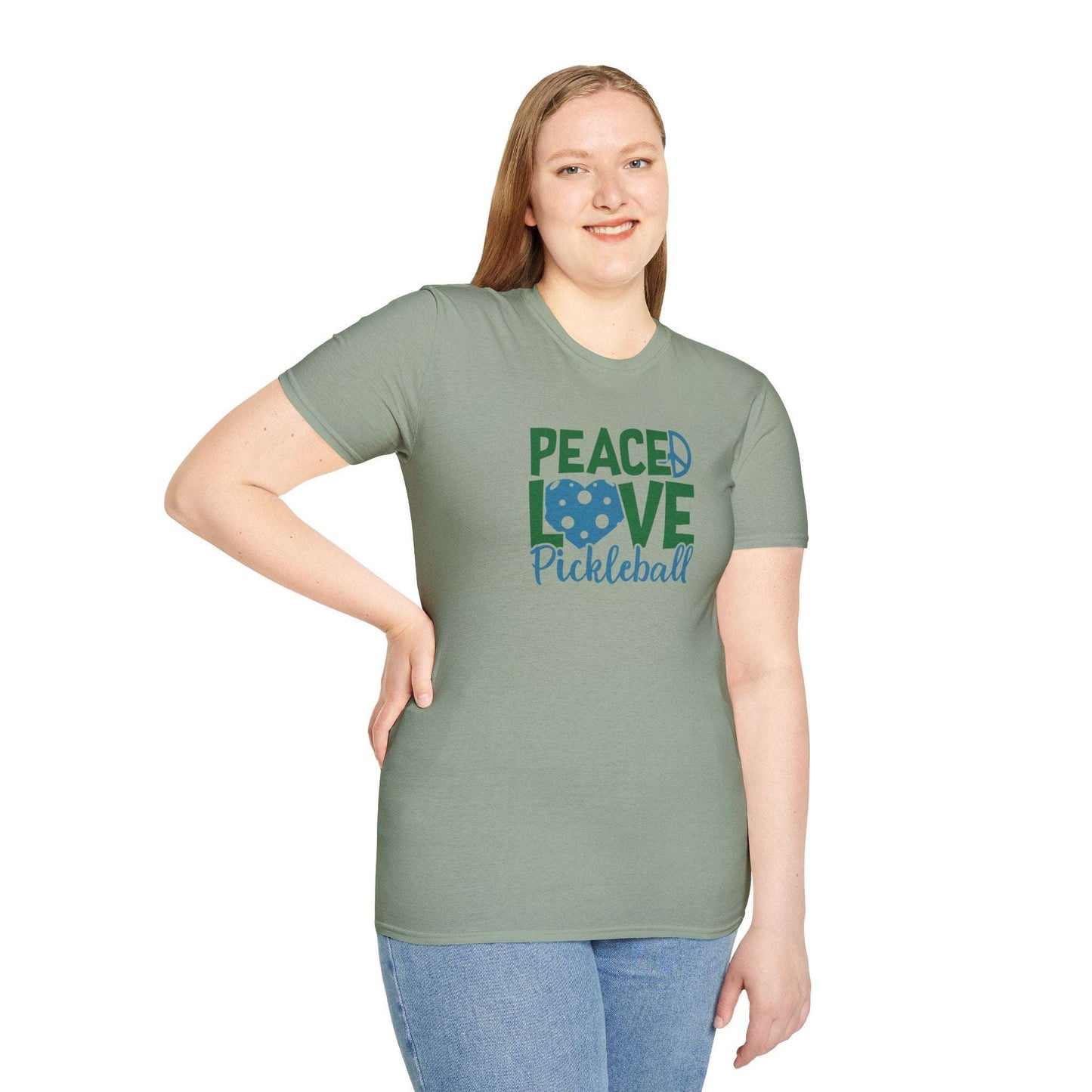 Women's Durable Pickleball T-shirt - Peace, Love, Pickleball