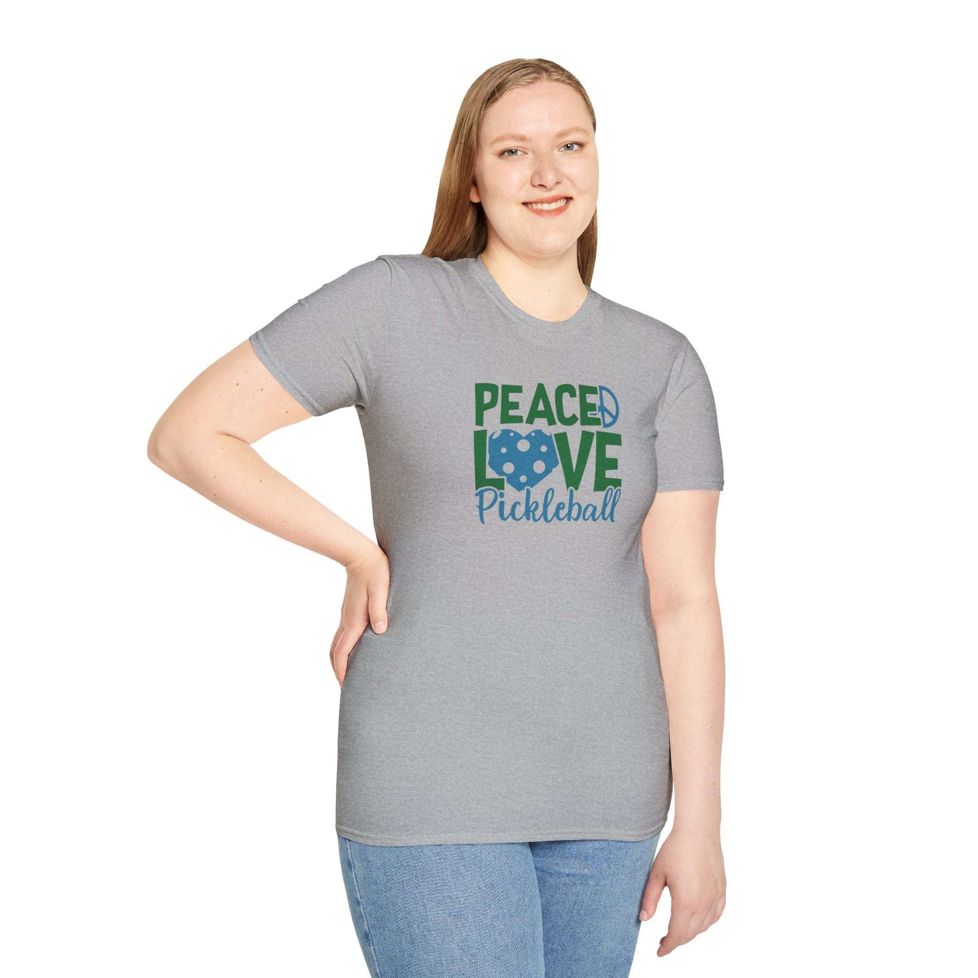 Women's Durable Pickleball T-shirt - Peace, Love, Pickleball