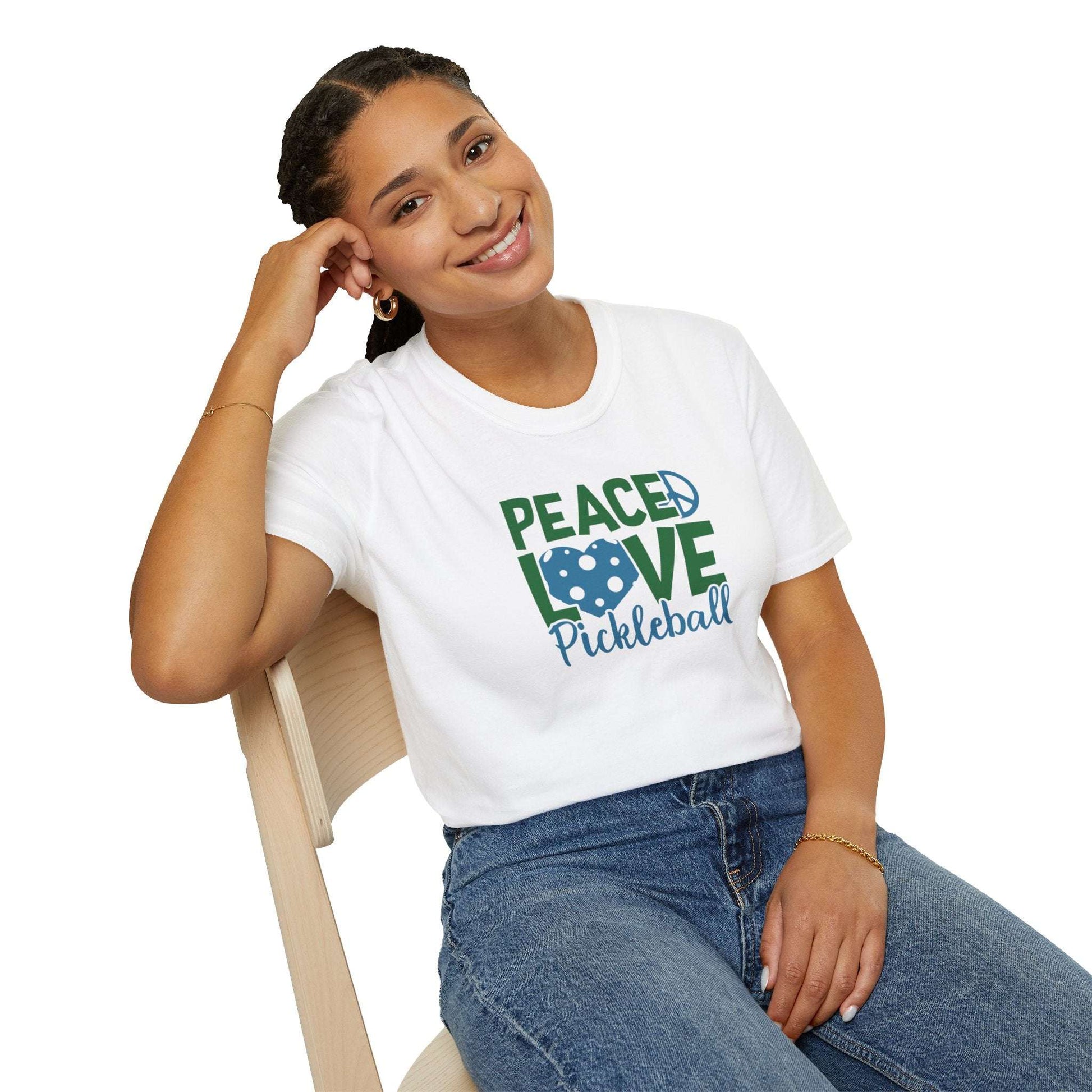 Women's Durable Pickleball T-shirt - Peace, Love, Pickleball