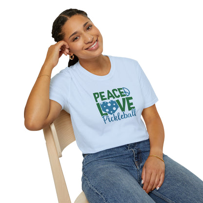 Women's Durable Pickleball T-shirt - Peace, Love, Pickleball
