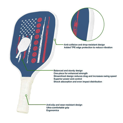 Pickleball Durable Paddle - Paddle and American Flag