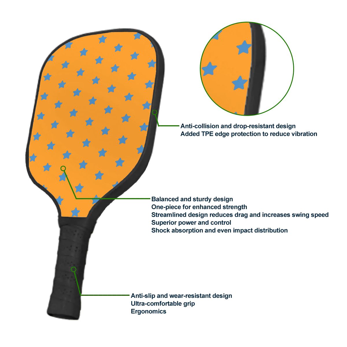 Pickleball Vibrant Paddle - Star