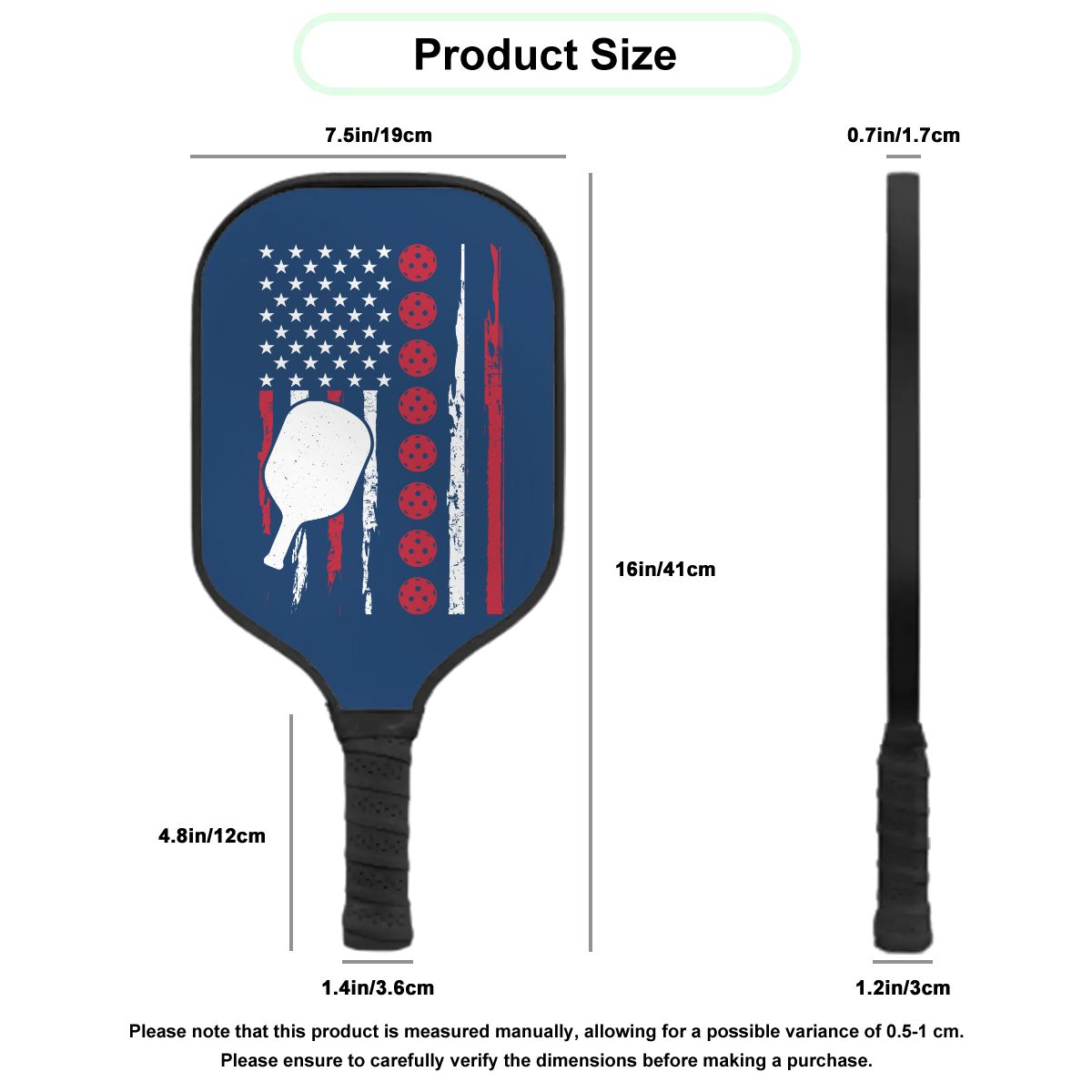 Pickleball Durable Paddle - Paddle and American Flag